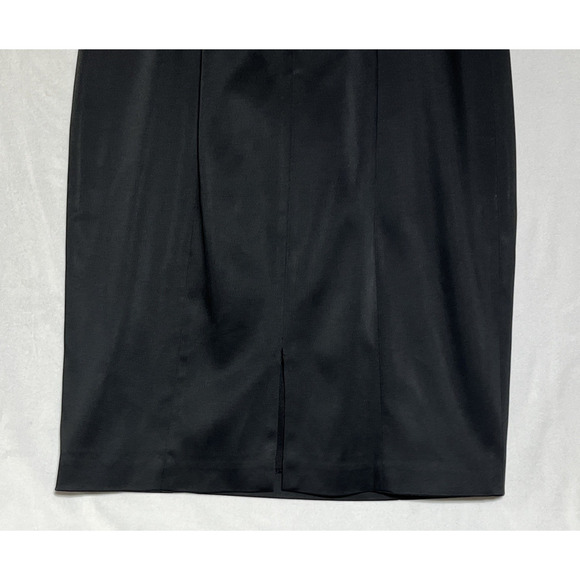 Kay Unger Sheath Dress 4 Black Satin V Neck Shawl Collar Ruched Cocktail Formal - Picture 5 of 14